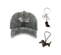 1 Gorro De Cachorro Bordado, Con 1 Llavero Y 1 Cole, Linda Gorra De Béisbol, Gorro De Moda, Regalo Con Elemento Dachshund
