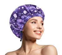 1 gorro de ducha ajustable de doble capa, extragrande y reutilizable para mujer, impermeable y con forro de EVA, diseño extragrande para todo tipo de cabello