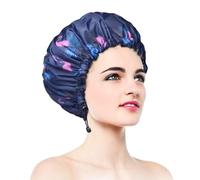 1 gorro de ducha ajustable de doble capa, extragrande y reutilizable para mujer, impermeable y con forro de EVA, diseño extragrande para todo tipo de cabello