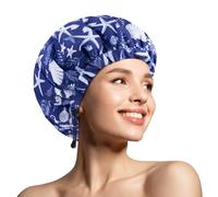 1 gorro de ducha ajustable de doble capa, extragrande y reutilizable para mujer, impermeable y con forro de EVA, diseño extragrande para todo tipo de cabello