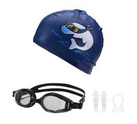 1 Gorro De Natación para Niños, 1 Pieza De Gafas De Natación, 1 Pieza De Clip para La Nariz, 1 Par De Tapones para Los Oídos, Gorro De Natación con Delfines