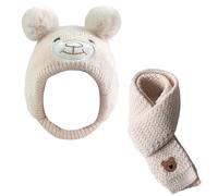 1 Gorro De Punto Para Bebé, 1 Bufanda De Punto, Gorro Cálido Grueso De Invierno, Gorro Bonito, Bufanda Para El Cuello Resistente Al Frío, Traje Cálido Para Exteriores