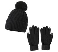1 Gorro De Punto Y 1 Par De Guantes Cálidos, Gorro De Lana En Invierno, Gorro Para Exteriores A Prueba De Viento, Gorro Elástico Suave