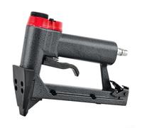 1 grapadora neumática con agarre ergonómico de goma y puerto de escape trasero ajustable para tapicería y aplicaciones de clavado de marcos de fotos con mecanismo de seguridad