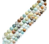 1 hebra de piedras preciosas curativas de amazonita multicolor natural de 10 mm (0.39 pulgadas), cuentas redondas sueltas espaciadoras (34-36 piezas) para hacer joyas artesanales