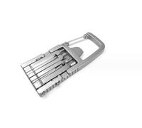 1 herramienta para bicicleta y 2 mosquetones, llavero de cuchillo plegable, destornillador de acero inoxidable, herramienta multifunción, adecuada para actividades al aire libre, decoración (plata)