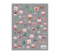 1 hoja autoadhesiva 5D en relieve de Navidad pegatinas de uñas elegantes Santa Claus accesorios de uñas accesorios de arte de uñas de moda