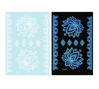 1 hoja de tatuajes temporales azules que brillan en la oscuridad, decoración corporal, resaltando flores abstractas, calcomanías para mujeres y niñas, tatuajes temporales para mujeres