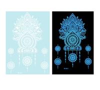 1 hoja de tatuajes temporales azules que brillan en la oscuridad, decoración corporal, resaltando flores abstractas, calcomanías para mujeres y niñas, tatuajes temporales para mujeres