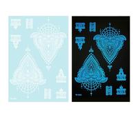 1 hoja de tatuajes temporales azules que brillan en la oscuridad, decoración corporal, resaltando flores abstractas, calcomanías para mujeres y niñas, tatuajes temporales para mujeres