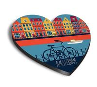 1 imán de corazón MDF de 6 cm - Amsterdam Holanda Holanda Travel - Nevera Locker Oficina Pizarra Blanca Caja de herramientas #58780