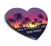 1 imán de corazón MDF de 6 cm - Gran Canaria España Beach Resort - Nevera Locker Oficina Pizarra Blanca Caja de herramientas #61078