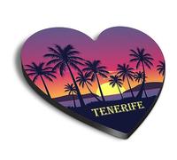 1 imán de corazón MDF de 6 cm - Tenerife España Beach Resort - Nevera Locker Oficina Pizarra Blanca Caja de herramientas #61081