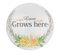1 imán de cristal fuerte para nevera, con texto en inglés "Love Grows Here", guirnalda circular, corona, taquilla, imanes para lavavajillas, decoración del hogar