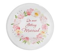 1 imán de cristal fuerte para nevera, con texto en inglés "We Are Getting Married", para primavera, verano, corona verde, pizarra blanca, para lavavajillas, decoración escolar