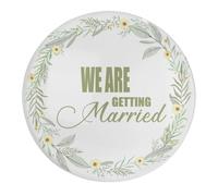 1 imán de cristal para nevera, con texto en inglés "We Are Getting Married", guirnalda de arte de hojas verdes, imanes de oficina, inauguración de la casa o decoración del hogar para el aula y la