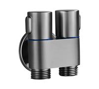 1-In-2-Out Dual Control Valve, 1-In-2-Out Washing Machine and Toilet Faucet, Bathroom Faucet Double Handle Brass Dual Control for Kitchen Bathroom (Grey)