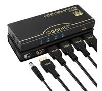 1 in 4 out HDMI Splitter 4 Puertos, 4K HDMI 2.0 Splitter 1 en 4 Salidas, Soporte 4K@60Hz, 3D 1080P HDCP HDR Dol-by Atmos Scaler EDID