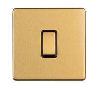 1 interruptor de 2 vías de 10 A, placa plana de latón satinado a juego