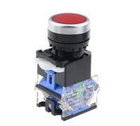 1 interruptor de botón de contacto plateado LA38-11BN, con pulsador de encendido, reinicio automático, bloqueo automático, arranque y parada, circular, 22 mm.(DVPEN01-SL,Self reset)