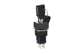 1 interruptor de botón giratorio de 16 mm, 2 3 posiciones, autobloqueo, 3/6 pines, selector de llave cuadrada redonda, interruptor de encendido (perilla rectangular, 2NO2NC 6 pines, autobloqueo de 2