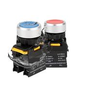 1 interruptor de botón impermeable momentáneo de reinicio automático autobloqueante cabeza redonda plana de 22 mm, interruptor de botón de encendido 10A 1NO 1NC rojo verde (DVP02LC-SL, 1NO
