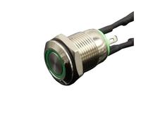 1 interruptor de botón metálico de 12 mm con LED, 3 V, 5 V, 12 V, 24 V y 220 V, pulsador momentáneo de reinicio automático, resistente al agua y iluminado.(Green,12V)