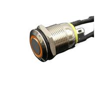 1 interruptor de botón metálico de 12 mm con LED, 3 V, 5 V, 12 V, 24 V y 220 V, pulsador momentáneo de reinicio automático, resistente al agua y iluminado.(Yellow,220V)