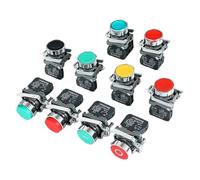 1 interruptor de botón momentáneo de reinicio automático XB4, cabezal alto de 22 mm, interruptor pulsador de encendido con luz XB4-BA42 BA31 BA51 10 A NC/NO rojo(XB4-BA3351 BLACK 1NO,12 V)