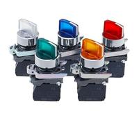 1 interruptor de botón XB4, 2.ª marcha, 3.ª marcha, reinicio automático instantáneo, cabeza plana, interruptor de botón de encendido de 22 mm con luz XB2(Black,1NC,24V)