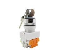 1 interruptor de llave de bloqueo giratorio XB2-BG25 LA38 LAY7 de 22 mm, 2 posiciones 1NO1NC 2NO con 2 interruptores de botón de cierre de llave (LA38-1NO1NC 2P)