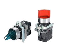 1 interruptor de perilla iluminado XB4 de 2 y 3 velocidades, normalmente abierto y normalmente cerrado, con botón mecánico y autobloqueo LED.(Konb 3,2NC_DVPCOPM-SL_380V)