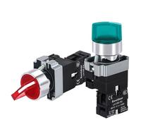 1 interruptor giratorio LED de 22 mm, bloqueo momentáneo, 2/3 posiciones, encendido/apagado, 6 V, 12 V, 24 V, 220 V, 380 V, 110 V (Green 3Position 2NO,SELF-RESET_380V)