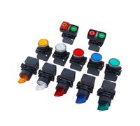 1 interruptor momentáneo con botón luminoso XB5, NC, NC, NO, voltaje 220 V, 24 V, perilla de reinicio de encendido y apagado de cabeza plana circular de 22 mm(Button Yellow,1NO1NC,220V)