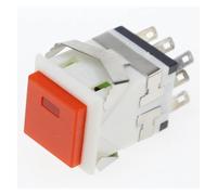 1 interruptor pulsador cuadrado momentáneo de 17,2 x 17,2 mm, 3 A/250 V, 6 A/125 V, 2 NO/2 NC(Red,Momentary)