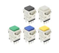 1 interruptor pulsador cuadrado momentáneo de plástico con luz LED, 17,2 x 17,2 mm, 3 A/250 V, 6 A/125 V, 2 NO/2 NC.(6Pin,WHITE_5PCS_SELF LOCK)