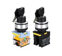 1 interruptor selector de llave de 30 mm, interruptor de encendido de 2 3 vías, reinicio momentáneo, autobloqueo, interruptor de arranque y parada 12 V24 V220 V (3 posiciones (tipo A), 1 NC, reinicio