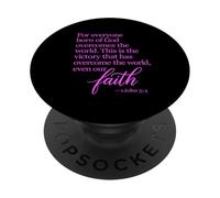 1 Juan 5:4 Fe vencida Nacido de Dios versículo bíblico Escritura PopSockets PopGrip Adhesivo