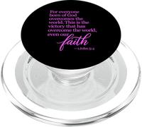 1 Juan 5:4 Fe vencida Nacido de Dios versículo bíblico Escritura PopSockets PopGrip para MagSafe