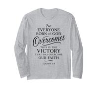1 Juan 5:4 Nacido de Dios vence la fe de la Victoria Mundial Manga Larga