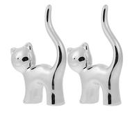 1 Juego 2 Piezas Sostenedor Del Anillo Del Gato Soportes Para Anillos De Gatos Divertidos Del Gato De Gatos Para Amantes De Cerámica Pagoda Diamante Mujer