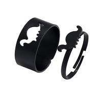 1 Juego/2 uds. Anillo de Pareja de Dinosaurio Negro de Estilo gótico Punk, Conjunto Abierto, joyería a Juego Vintage, Anillos Ajustables para Regalo de Mujer Convenient Handled