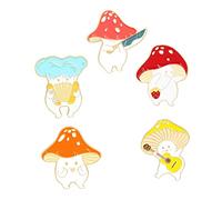 1 Juego Broche Seta Pequeña Lindo Pin De Hongo Broche De Hongo De Dibujos Animados Broche De Hongos Decoración De Champiñones Alfiler De Setas Alfileres Estéticos Aleación 5 Piezas