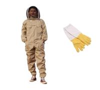 1 juego completo de ropa protectora transpirable, impermeable y anti-abejas for apicultura y captura de abejas.(Khaki and gloves,150-165CM)