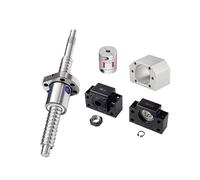 1 juego completo de tuercas de husillo de bolas izquierdo SFU5010 con soporte final y acoplamiento(Travel length 400)