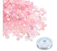 1 juego con aprox. 120 cuentas y 1 cinta elástica, cuentas acrílicas para caramelos, accesorios de joyería, cuentas coloridas para manualidades (rosa)