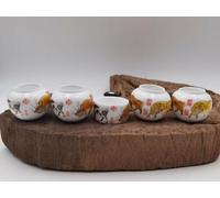 1 juego de 5 jaulas asiáticas para pájaros para ganado, tazas de cerámica para alimentos para pájaros