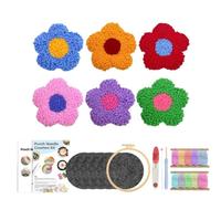 1 Juego de 6 unidades/juego aguja perforación DIY con posavasos, Kit, juego completo iniciación bordado for principiantes para Hazlo Tú Mismo(Color3)