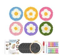 1 Juego de 6 unidades/juego aguja perforación DIY con posavasos, Kit, juego completo iniciación bordado for principiantes para Hazlo Tú Mismo(Color4)