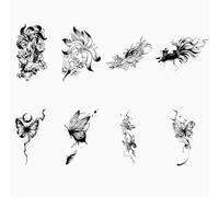 1 Juego De 8 Pegatinas De Tatuajes Temporales De Hierbas De Estilo Chino Con Diseño De Zorro Tatuajes Falsos Para Mujeres Y Hombres, Antirozaduras, Semipermanentes, Con Una Duración De 2 Semanas.